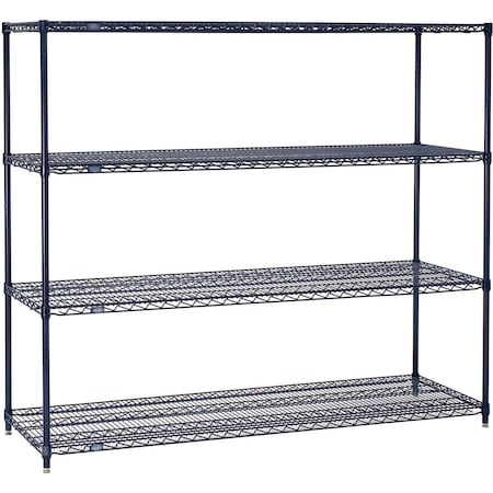 Nexel on Wire Shelving, Blue Epoxy, 72W X 24D X 86H 24728N